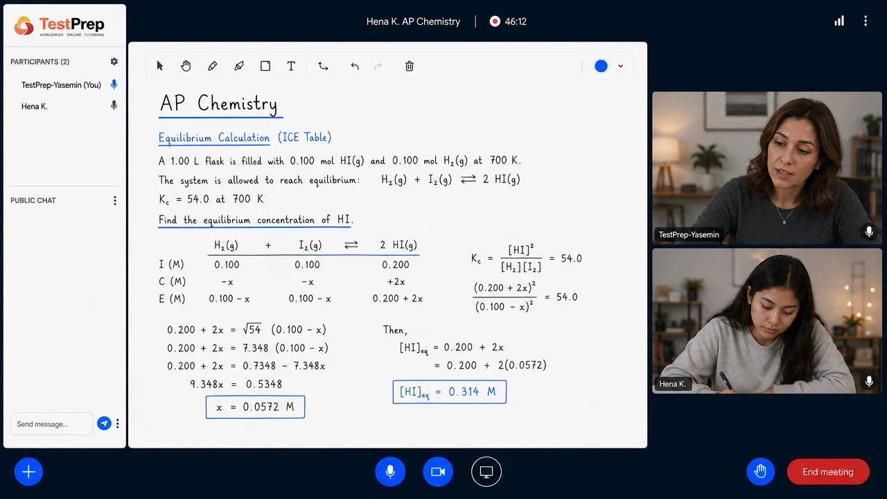 AP Chemistry 1-to-1 lesson in the TestPrep classroom